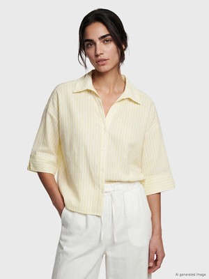 Lc Waikiki Yeni Sezon Çizgili Oversize Kadın Gömlek