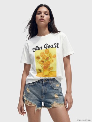 Lc Waikiki Yeni Sezon Van Gogh Baskılı %100 Pamuklu Kadın Tişört