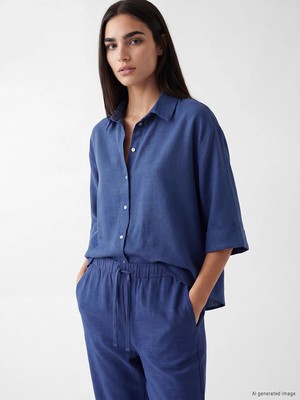 Lc Waikiki Yeni Sezon Oversize Keten Karışımlı Kadın Gömlek