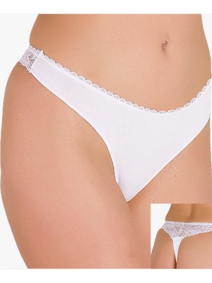 İmer Lingerie Imer 4371 Beyaz Arkası Dantel Pamuklu Modal String