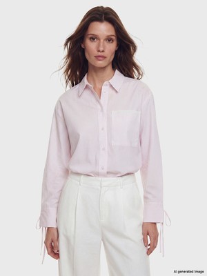 Lc Waikiki Yeni Sezon Çizgili Oversize Kadın Gömlek Tunik