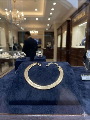 Luxenya Design cm Hasır Model 14K Altın Kaplama Yassı Zincir Kadın Çelik Bileklik 18+6 cm Ayarlanabilir