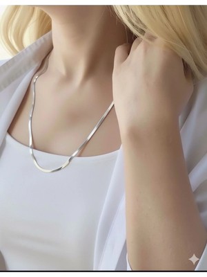 Luxenya Design Unisex Italyan Ezme Model Çelik Kolye Altın Gümüş Renk Kararmaz Paslanmaz Çelik Zincir