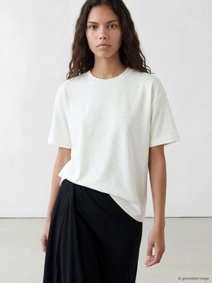Lc Waikiki Yeni Sezon Taşlı Oversize Soft Touch Kadın Tişört