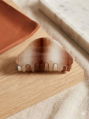 Luxenya Design Büyük Boy Şeffaf Çizgili Kemik Toka Güçlü Tutuşlu Mandal Saç Tokası 8 cm