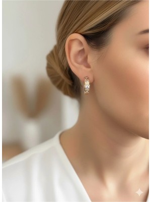 Luxenya Design Xuping Paslanmaz Zirkon Taşlı Kadın Çelik Küpe