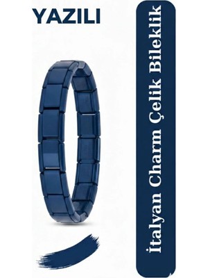 Luxenya Design Italyan Charm Renkli Yazılı Kalın Model Paslanmaz Çelik Unisex Bileklik