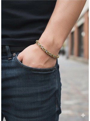 Luxenya Design Çift Renkli Kral Zincir Unisex Paslanmaz Çelik Bileklik