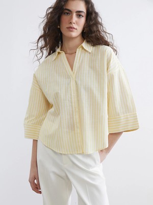 Lc Waikiki Yeni Sezon Çizgili Oversize Kadın Gömlek