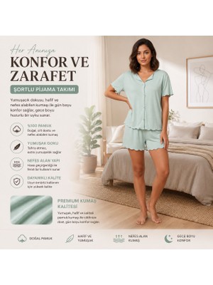 Alaçatı Gömlek Şort Kadın Pijama Takımı