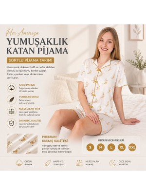 Alaçatı Gömlek Şort Kadın Pijama Takımı