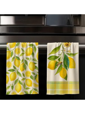 Empressco Sarı Limon Desenli 2'li Pamuklu Mutfak Fırın El Havlusu 35X50 cm