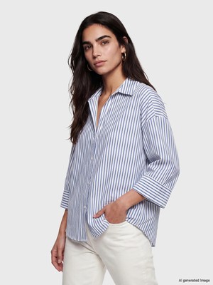 Lc Waikiki Yeni Sezon Çizgili Oversize Kadın Gömlek