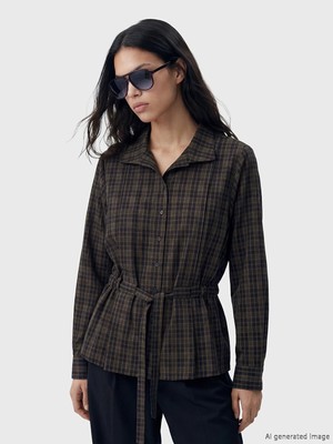 Lc Waikiki Yeni Sezon Hakim Yaka Ekose Oversize Kadın Gömlek