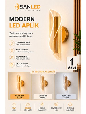 ŞANLED Dekoratif 12W Iç Mekan Bronz Kasa 3 Renkli Işık Modern Duvar Aplik Elektrikli