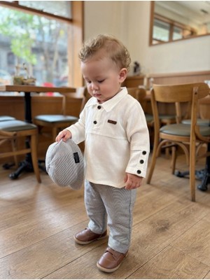 Beyzco Kids Erkek Bebek Gömlek Pantolon Şapkalı 3lü Takım