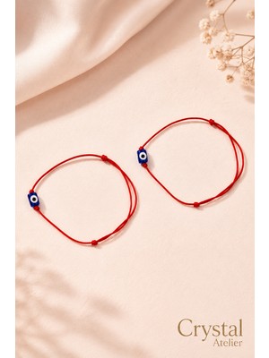 Crystal Atelier Nazar Boncuklu Kırmızı Ip Bileklik 10’lu Set Ayarlanabilir Unisex Kına Düğün Nişan Söz Mevlit Davet Hediyesi