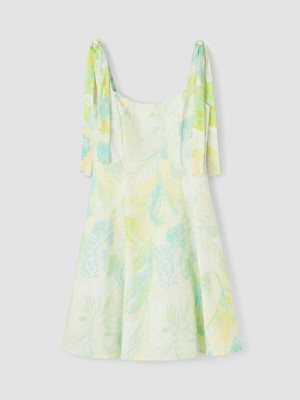 Lc Waikiki Yeni Sezon Kare Yaka Desenli Peplum Mini Elbise