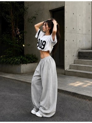 BSBSPOR Baggy Bol Lastikli Paça Eşofman Altı Yüksel Bel Oversize Günlük Model