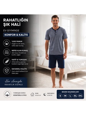 Sude     Erkek Kısa Kollu Şortlu Pijama Takımı