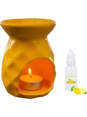 Vip Seramik Sarı Ananas Model Buhurdanlık ve Limon Kokusu 8X9X12 cm