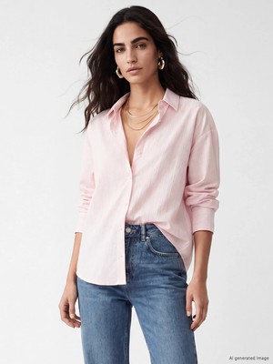 Lc Waikiki Yeni Sezon Çizgili Oversize Kadın Gömlek