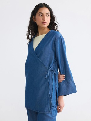 Lc Waikiki Yeni Sezon Kruvaze Yaka Kadın Jean Kimono