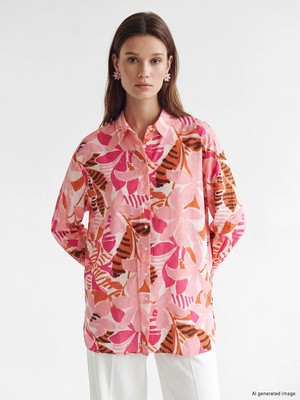 Lc Waikiki Yeni Sezon Desenli Oversize Kadın Gömlek Tunik