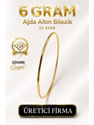 Aks Gold 22 Ayar TSE Belgeli (6 GRAM) Ajda Altın Bilezik İşçiliksiz Yatırımlık