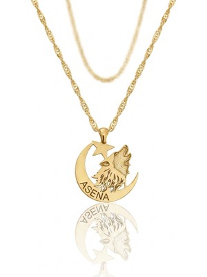 Modahilye 925 Ayar Gümüş Bozkurt Ayyıldız Unisex Kolye
