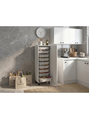 Kenz Life Kenzlife Membran Sepetli Kilitli Mutfak Dolabı Ruberukilit Byzbyz Çerçeve 122*45*30 Mebran Kapak Suntalam Gövde