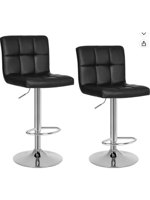 Songmics Songmıcs 2 x Bar Tabureleri, Bar Tabureleri, Sırtlıklı Tezgah Tabureleri, Yüksekliği Ayarlanabilir, Suni Deri, Pu, Siyah, 38,5 cm Lx 44,5 cm Wx 115 cm H