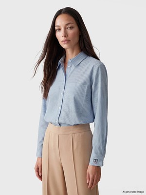 Lc Waikiki Yeni Sezon Çizgili Poplin Kadın Gömlek Tunik
