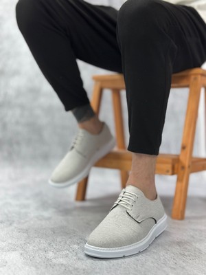 DMR Elegance BA0003 Bağcıklı Klasik Spor Keten Beyaz Taban Casual Erkek Ayakkabı