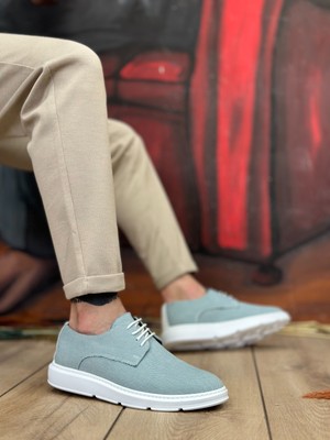 DMR Elegance BA0003 Bağcıklı Klasik Spor Keten Turkuaz Yüksek Taban Casual Erkek Ayakkabı