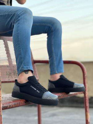 DMR Elegance BA0104 Bağcıklı Siyah Ekose Süet Siyah Taban Spor Klasik Erkek Ayakkabı