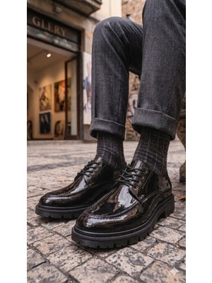 DMR Elegance BA0237 Bağcıklı Rugan Klasik Yüksek Taban Casual Erkek Ayakkabı
