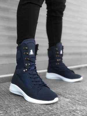 DMR Elegance BA0600 Bağcıklı Lacivert Yüksek Taban Boksör Unisex Spor Postal Bot