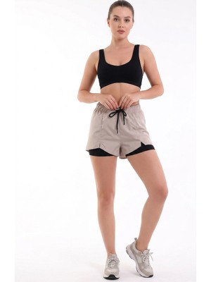 Maimoda Kadın Içi Taytlı Yırtmaçlı Aktif Spor Deniz Şortu