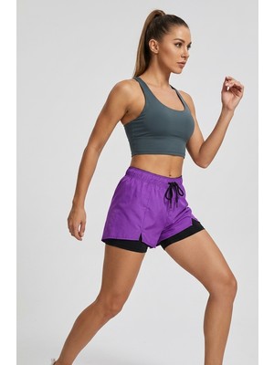 Maimoda Kadın Içi Taytlı Yırtmaçlı Aktif Spor Deniz Şortu