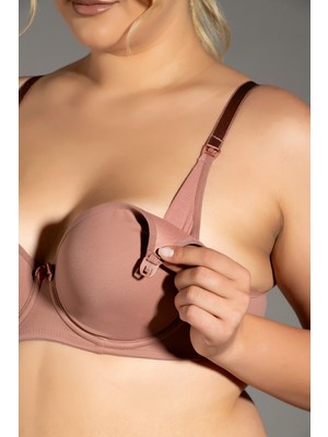 NEWBRA LINGERIE Kadın Yumuşak Kaplı B Kap Balenli/telli Emzirme Lohusa Sütyeni - Capucino
