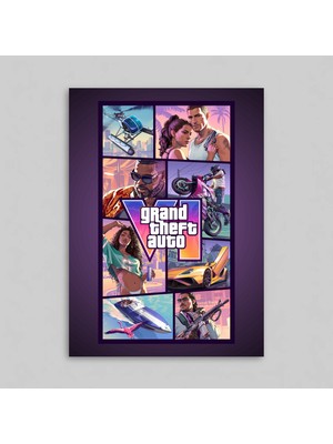 Orendart Grand Theft Auto Vı Video Game Çerçeveli - Çerçevesiz Oyun Poster Tablo Gta 6