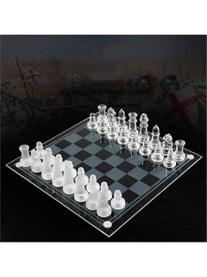 Chess Cam Satranç Takımı Kullanışlı Dekoratif Şık Hediyelik 30X30 cm