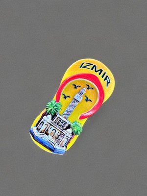 Mundy Izmir Polyester Kabartmalı Terlik Magnet. 4 cm x 8,5 cm Dekoratif Hediyelik Buzdolabı Süsü (KOD:1373)