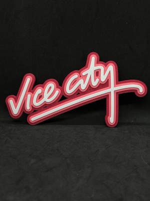 Goka 3D Craft Grand Theft Auto (Gta) Vice City Retro 3D Duvar Dekoru - 18 cm Slim Versiyon (Çift Taraflı Bantlı)