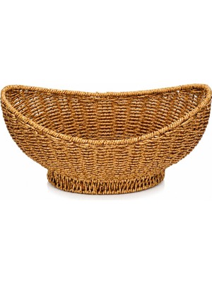 Welcomein Rattan Oval Organizer Sepet | Dekoratif Hasır Saklama Sepeti | Çok Amaçlı Düzenleyici | Meyve, Ekmek ve Banyo Organizeri