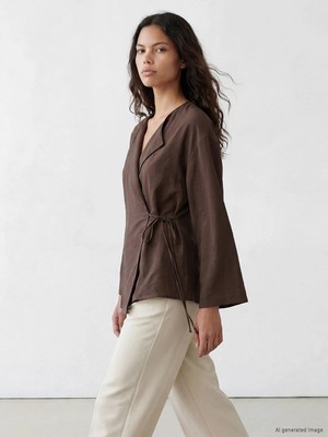 Lc Waikiki Yeni Sezon V Yaka Modal Karışımlı Kadın Kimono