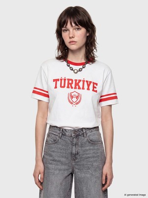 Lc Waikiki Yeni Sezon Türkiye Baskılı Oversize Kadın Tişört