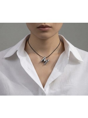 Fm 💎 Premium Gümüş Renk Parlak M Harf 316L Çelik Kolye (45cm Uzunluk)