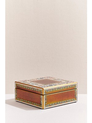 Paşabahçe Çiçek Kutu 18X18X7 cm Gold, Dekoratif Kutu